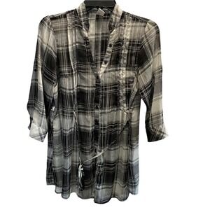 Charlotte Russe Plaid Black & White Top Medium